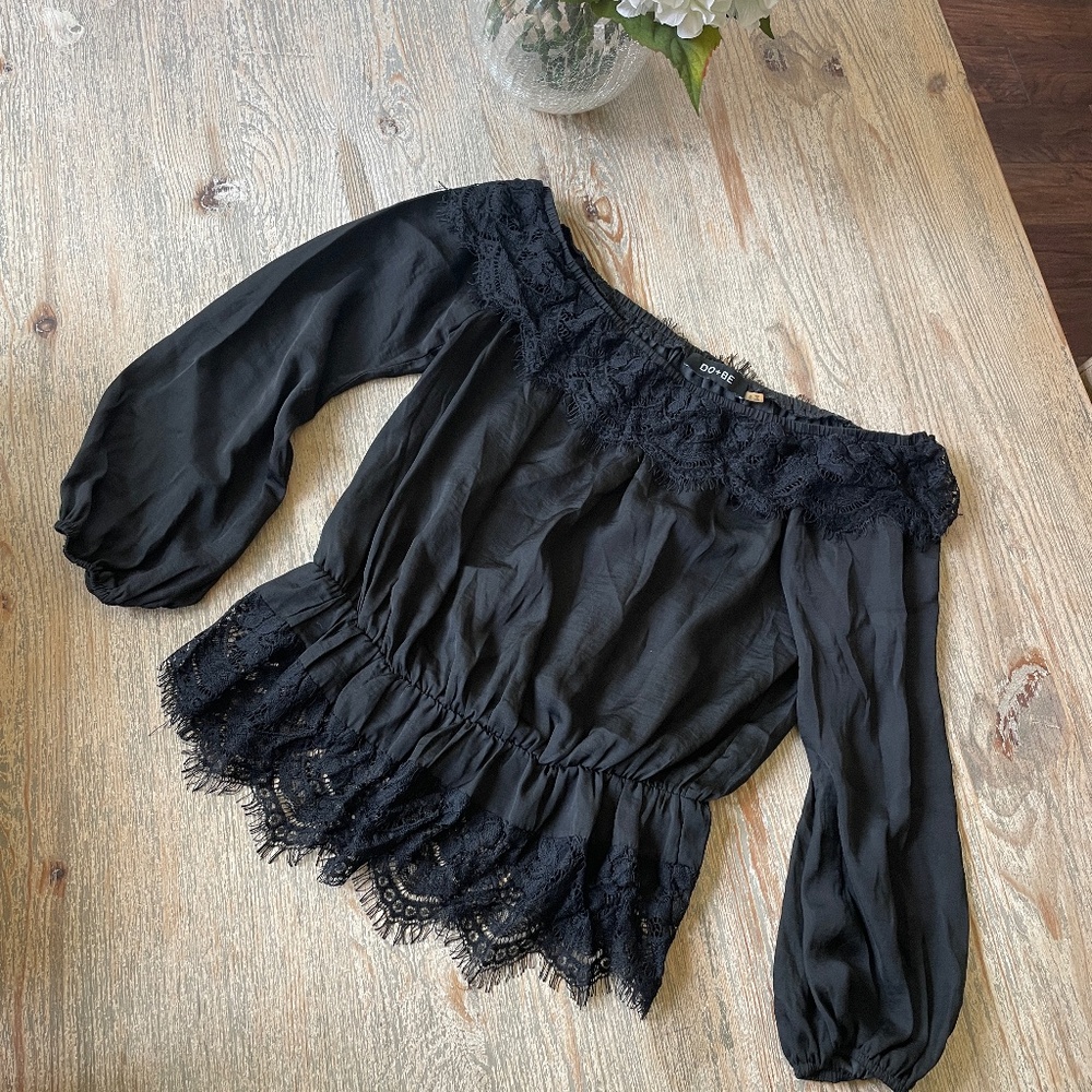 DO + BE Black Peasant Top